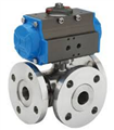 small pneumatic three-way ball valve